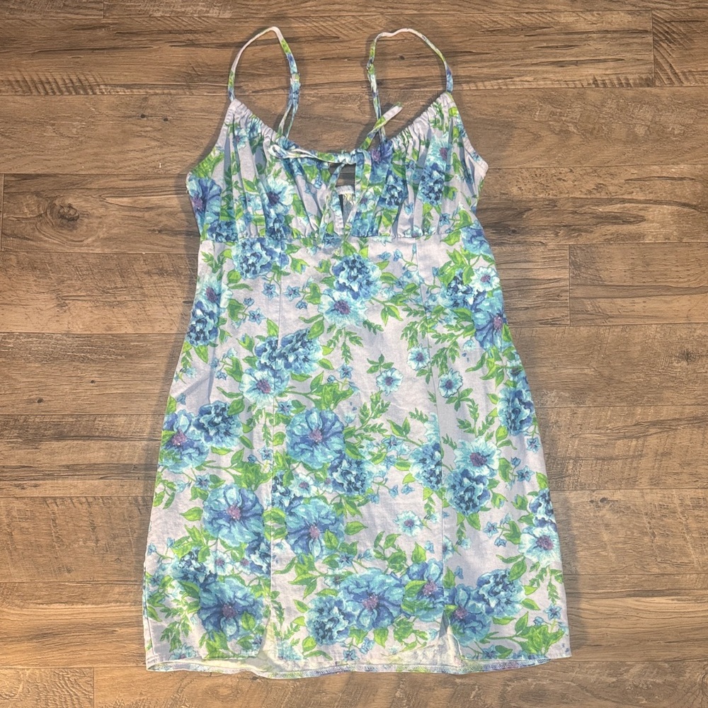 Wild Fable Blue and Green Floral Spaghetti Strap Dress - Size M